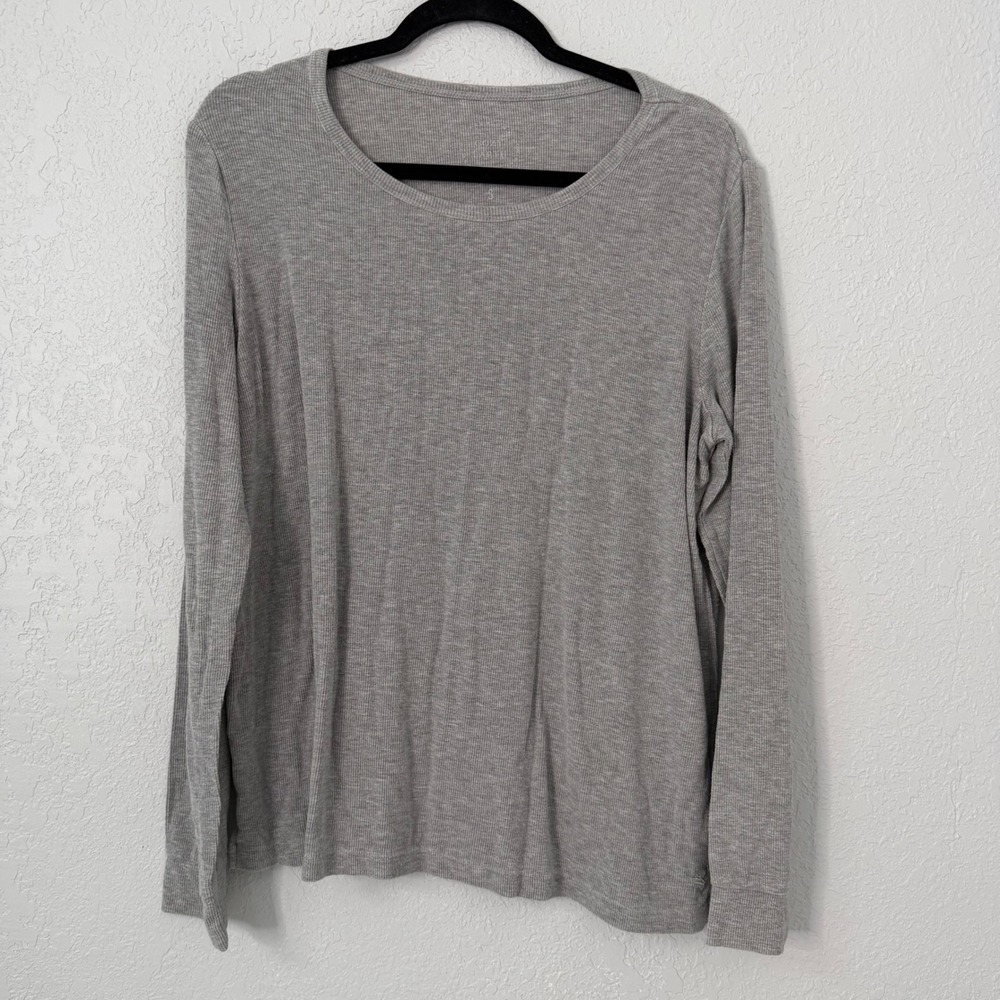 Cozy Earth Womens‎ Ribbed Knit Long Sleeve Top Heather Grey Small